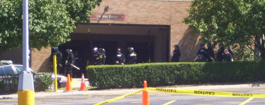 Omaha Riot Police Guard Parking Garage  Sep 1, 2007 